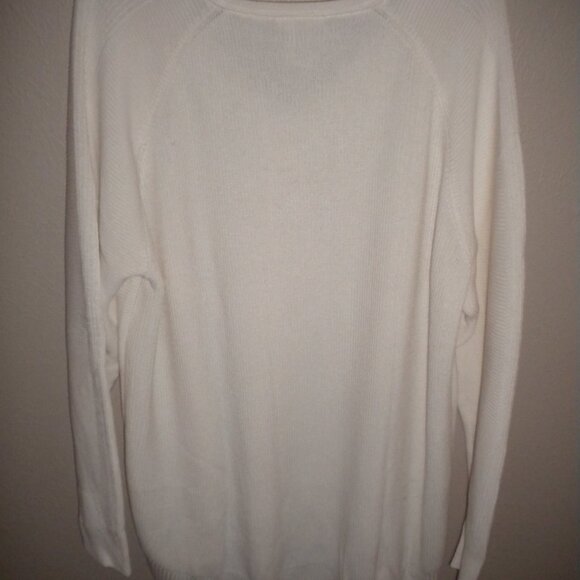 Matty M Women's Plus Size 3X Ivory Rib Stitch V Neck Sweater NWT - Picture 5 of 5